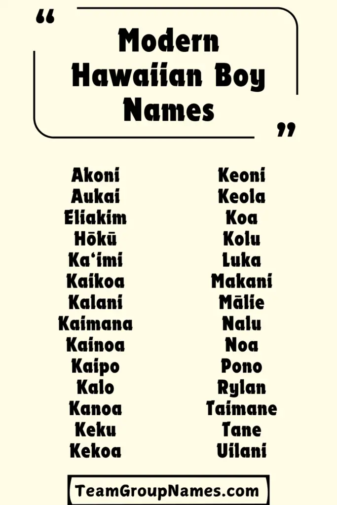 Modern Hawaiian Boy Names