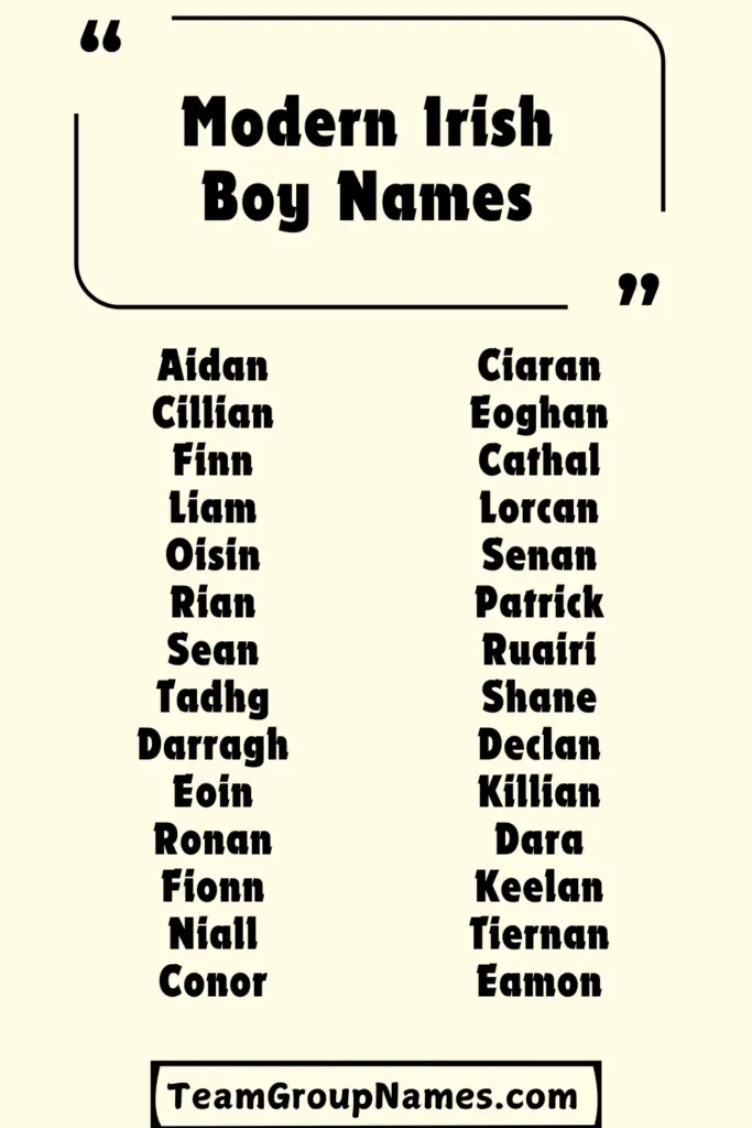 Modern Irish Boy Names