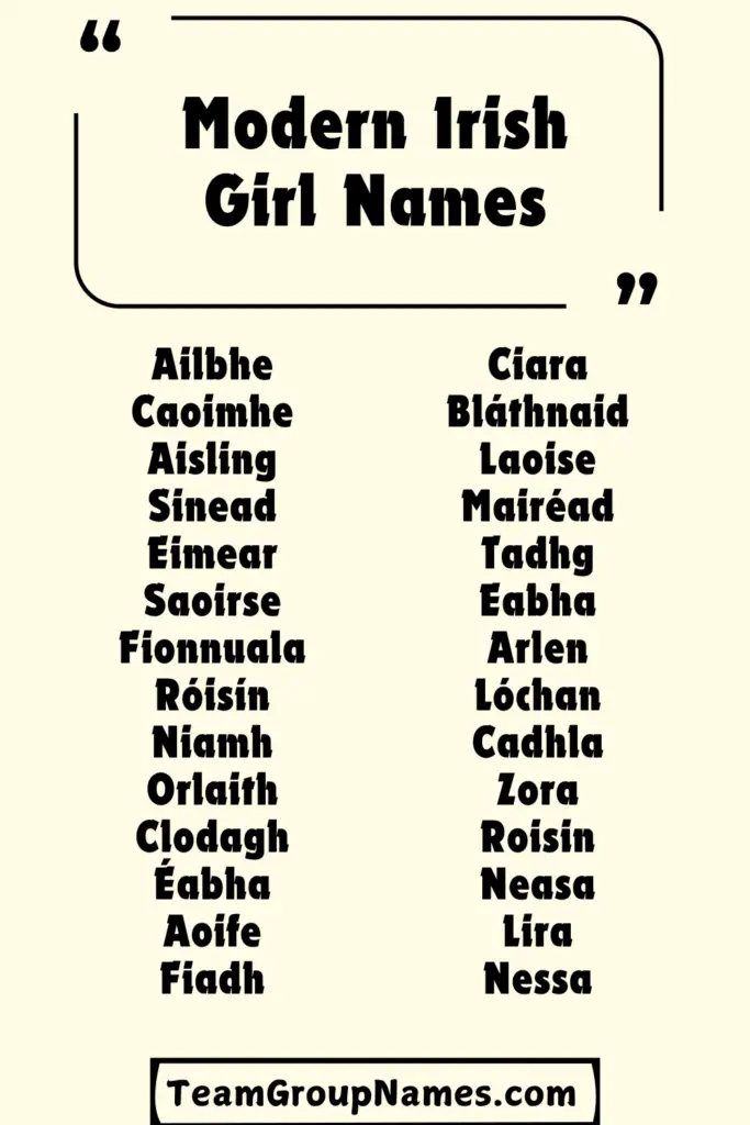 Modern Irish Girl Names