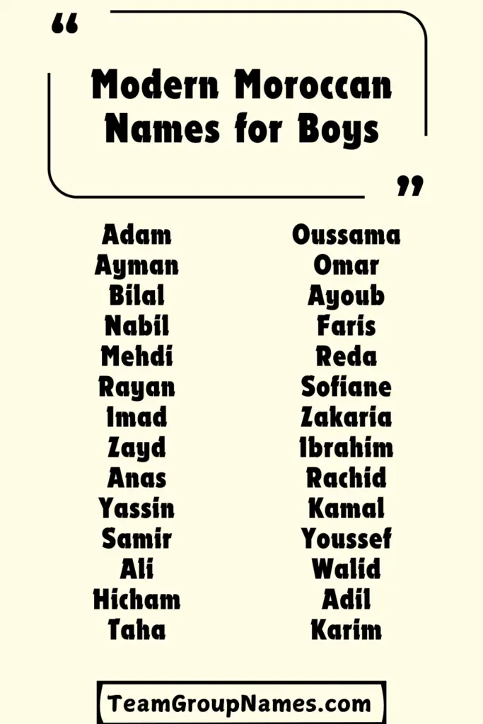 Modern Moroccan Names for Boys