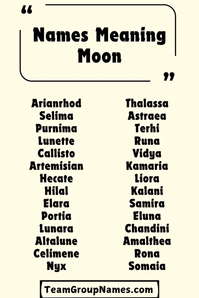 Names Meaning Moon