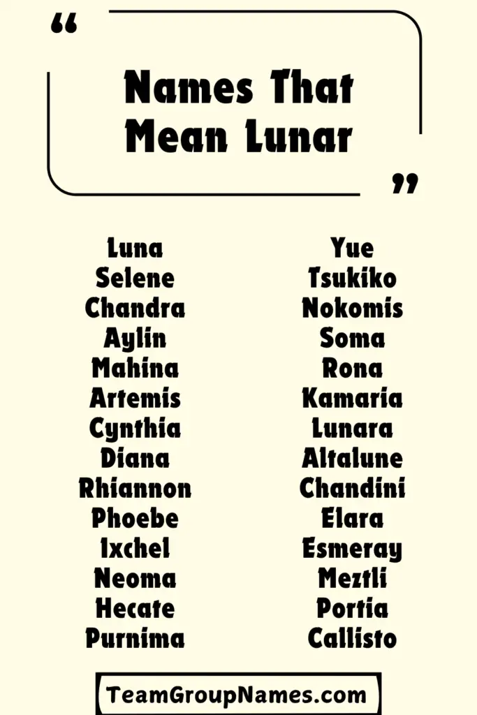 Names That Mean Lunar