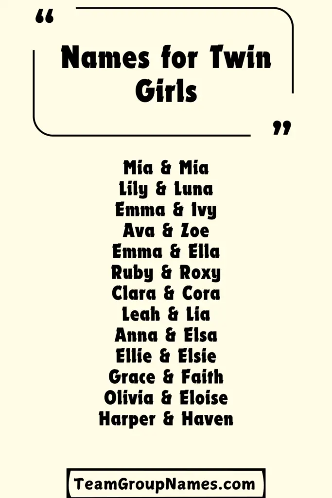 Names for Twin Girls