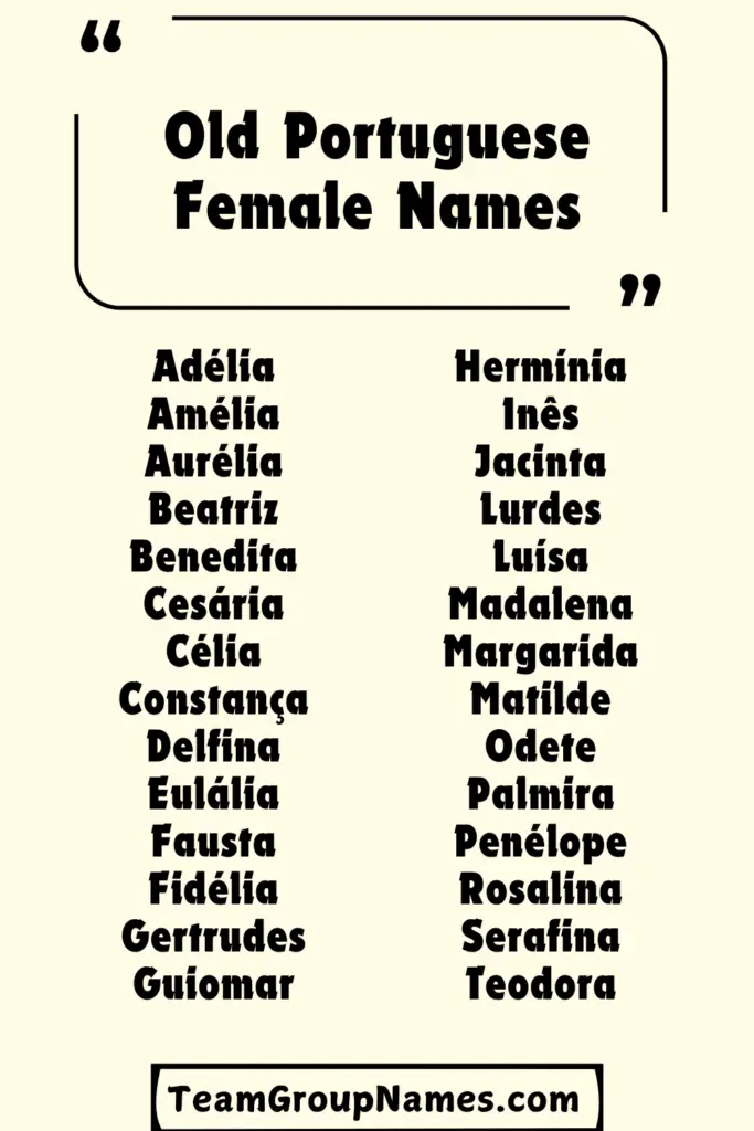 Old Portuguese Female Names