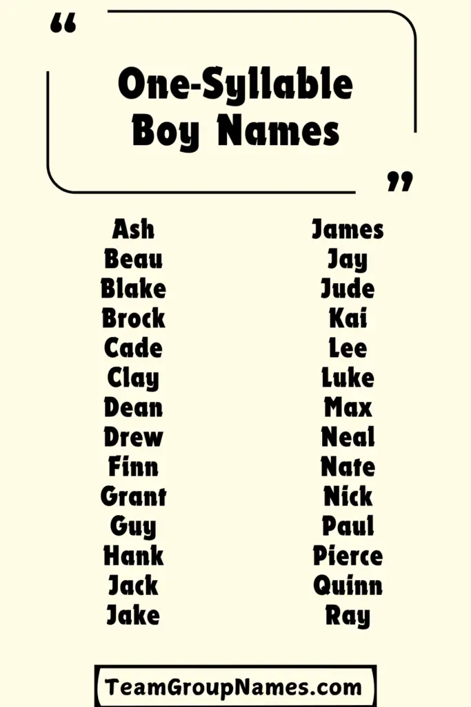 One-Syllable Boy Names