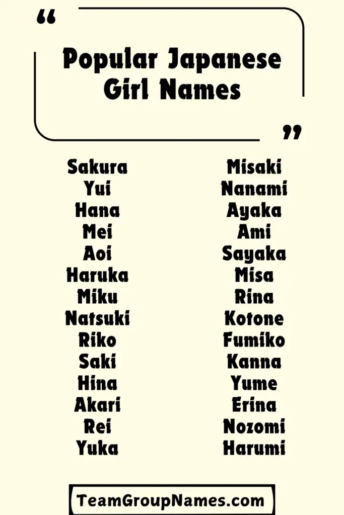 Popular Japanese Girl Names