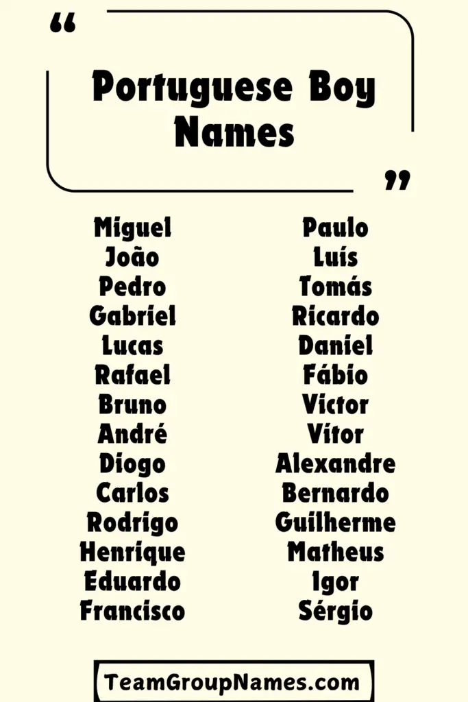 Portuguese Boy Names