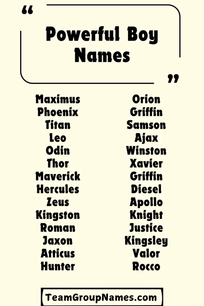 Powerful Boy Names