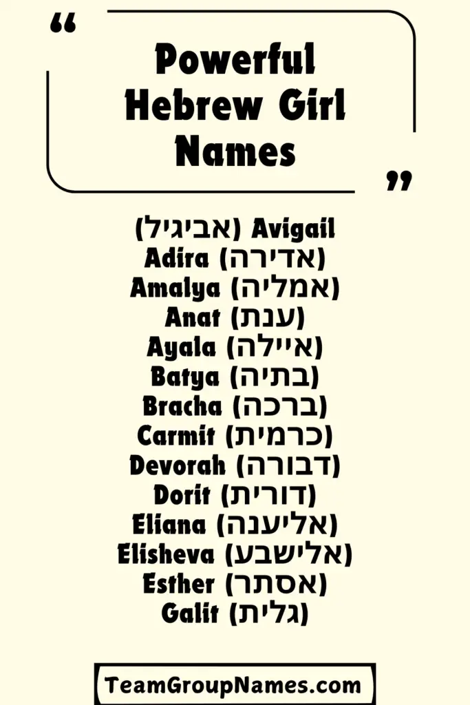 Powerful Hebrew Girl Names