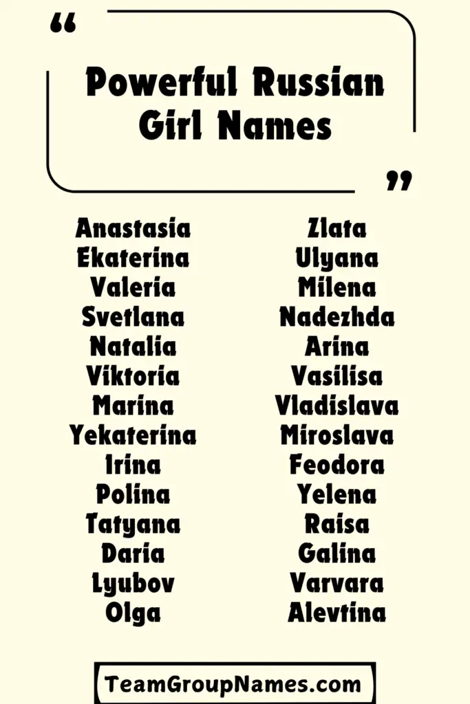 Powerful Russian Girl Names