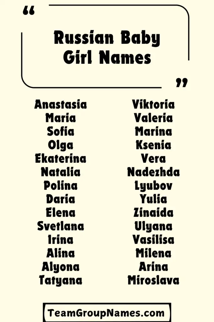 Russian Baby Girl Names