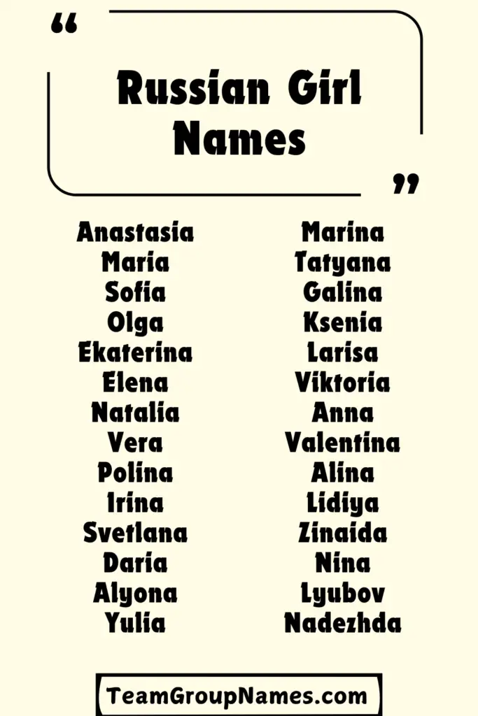 Russian Girl Names