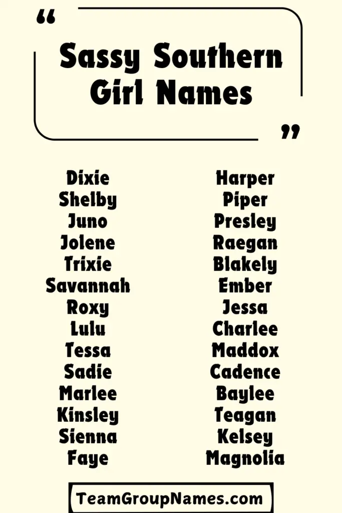 Sassy Southern Girl Names