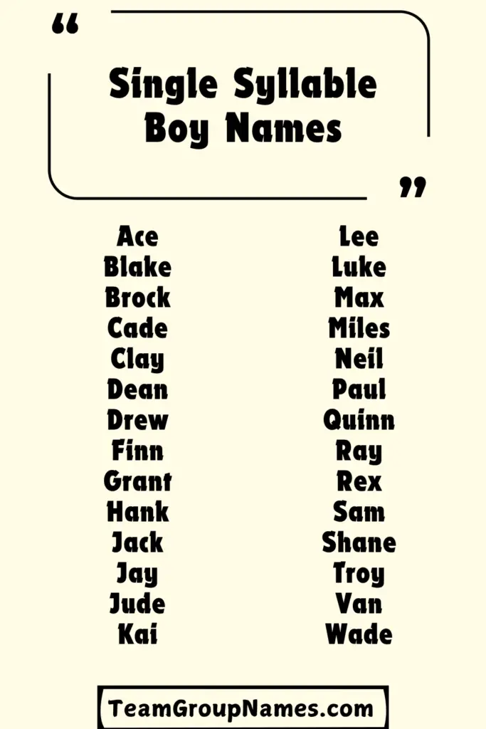 Single Syllable Boy Names