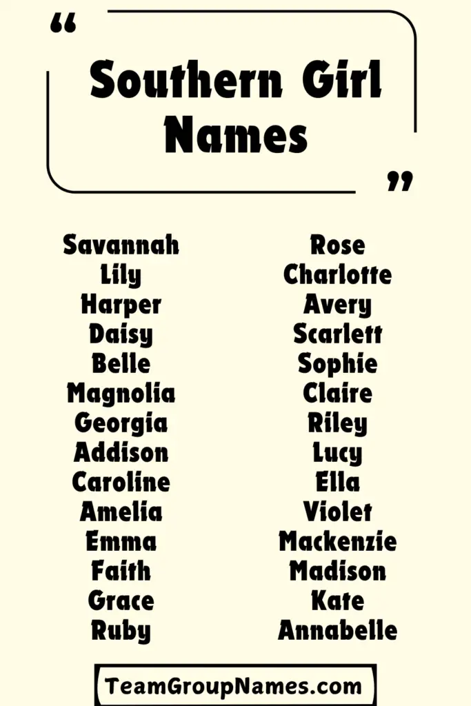 Southern Girl Names