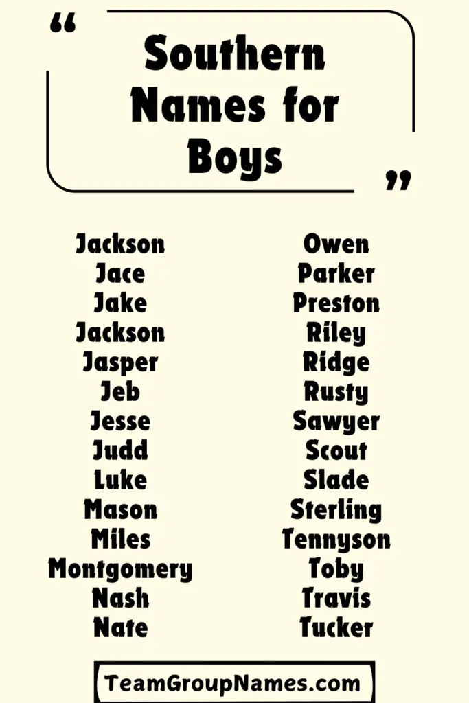 Southern Names for Boys