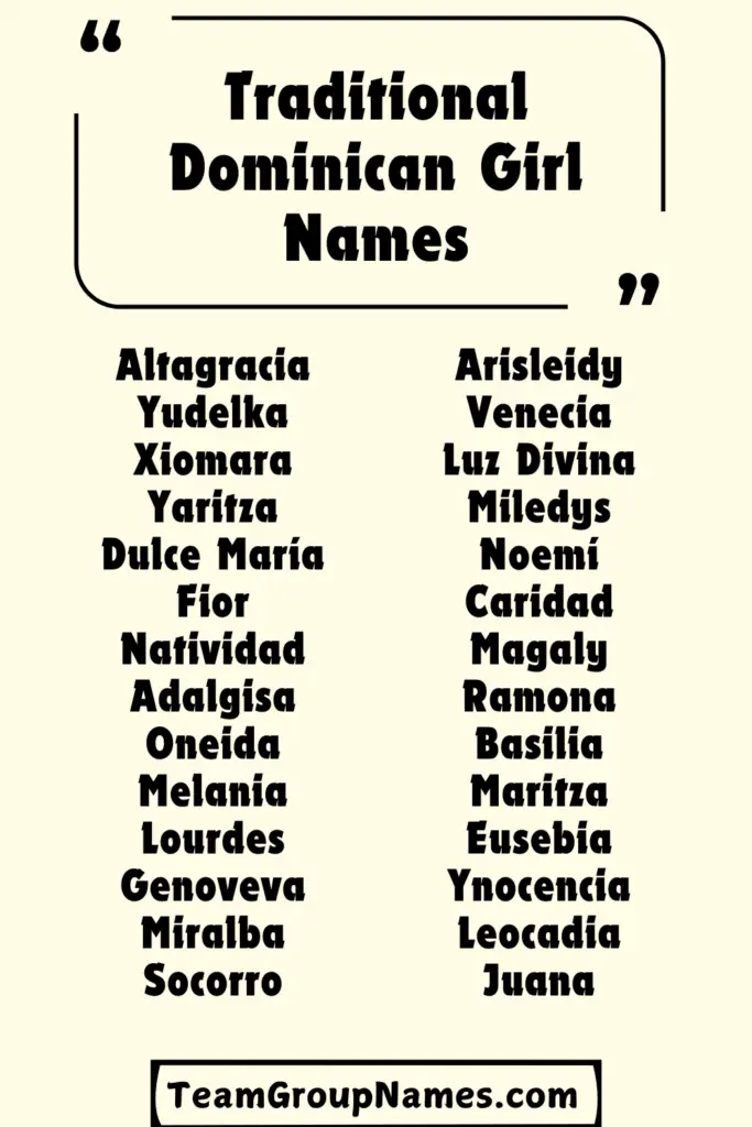 Traditional Dominican Girl Names