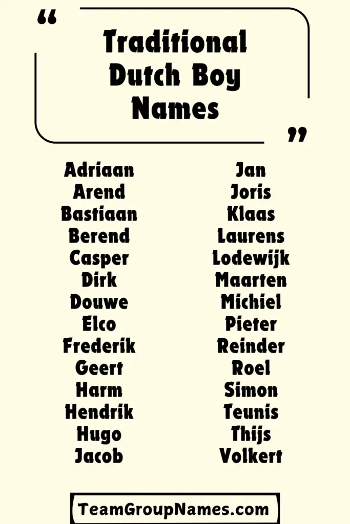 Traditional Dutch Boy Names