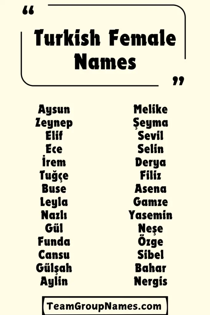 Turkish Female Names