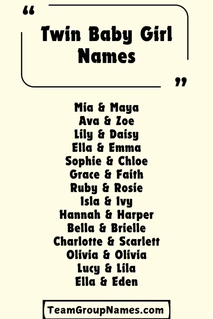 Twin Baby Girl Names