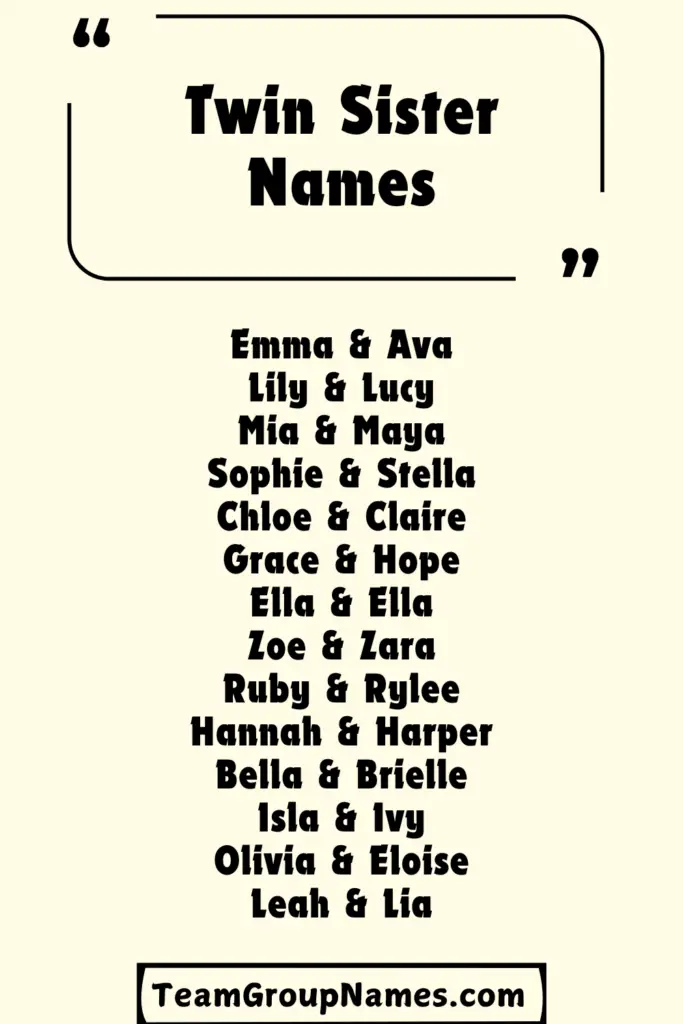 Twin Sister Names