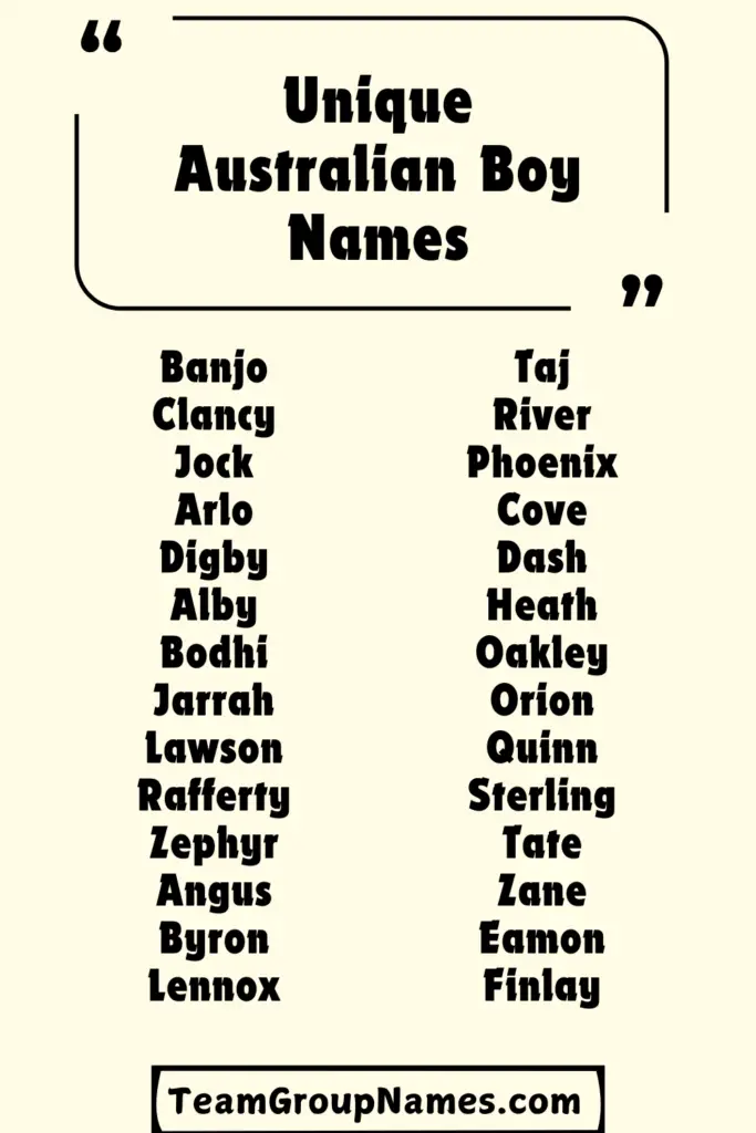 Unique Australian Boy Names