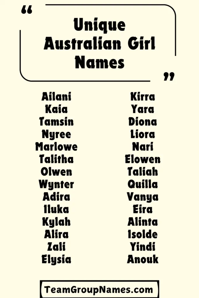 Unique Australian Girl Names