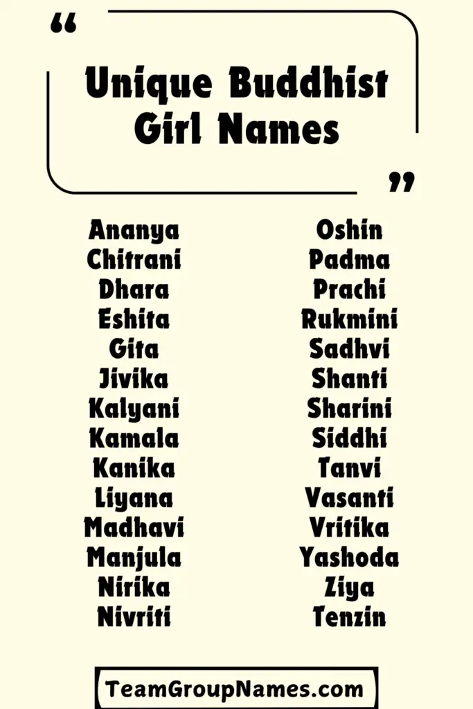 Unique Buddhist Girl Names