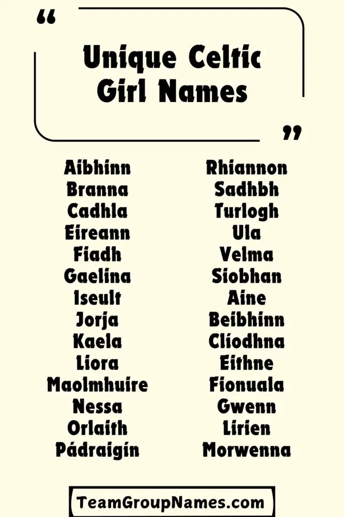 Unique Celtic Girl Names