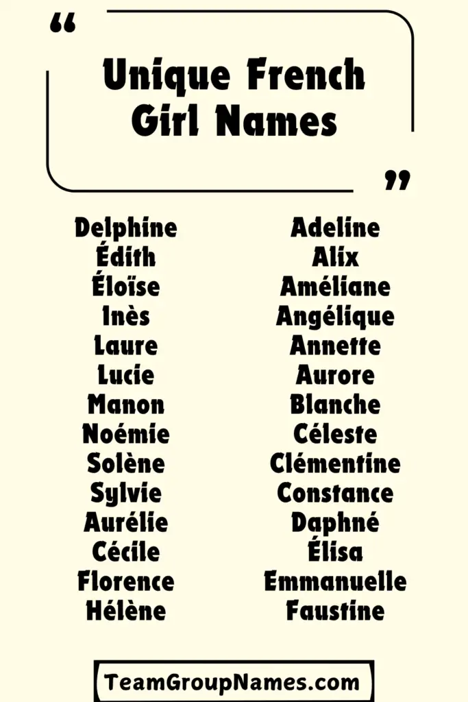 Unique French Girl Names