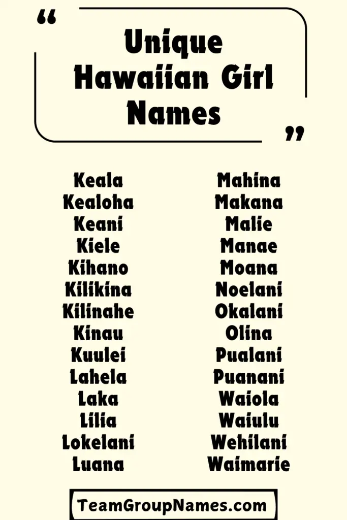 Unique Hawaiian Girl Names