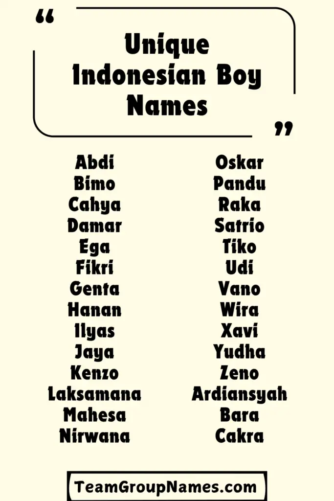 Unique Indonesian Boy Names