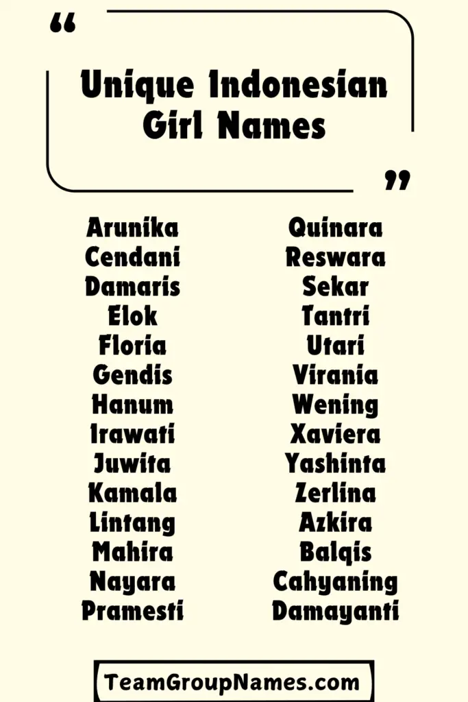 Unique Indonesian Girl Names