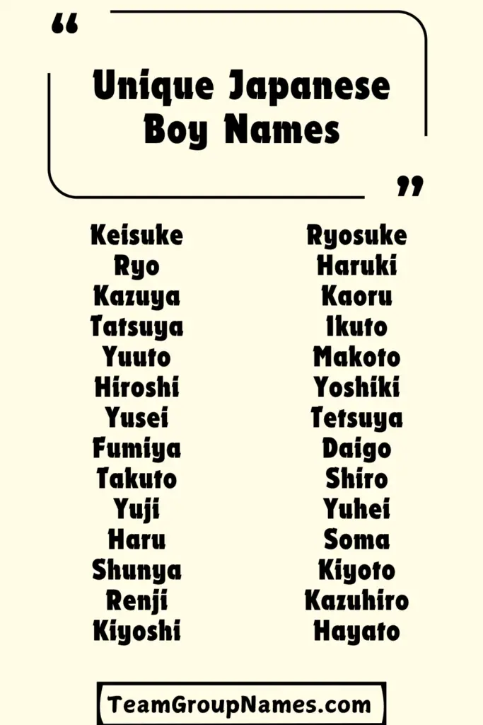 Unique Japanese Boy Names