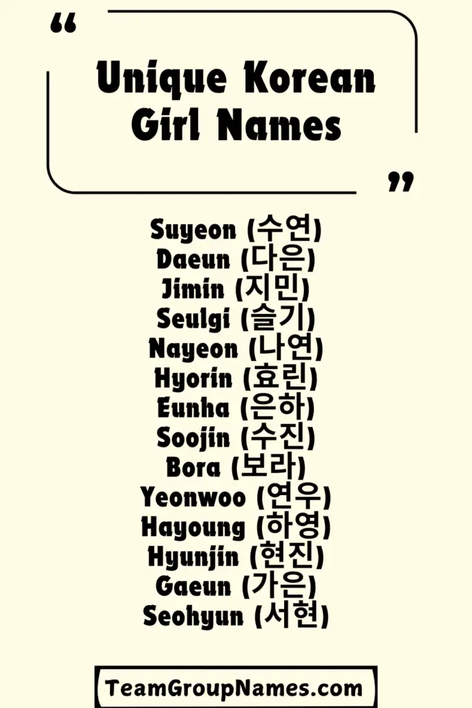 Unique Korean Girl Names