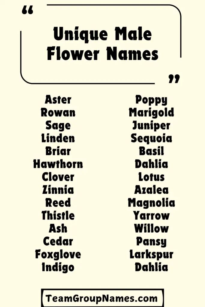 Unique Male Flower Names