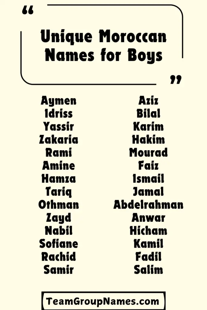 Unique Moroccan Names for Boys