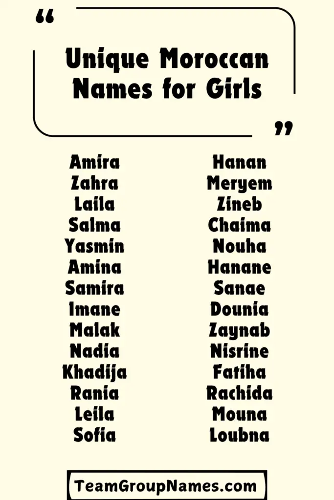 Unique Moroccan Names for Girls