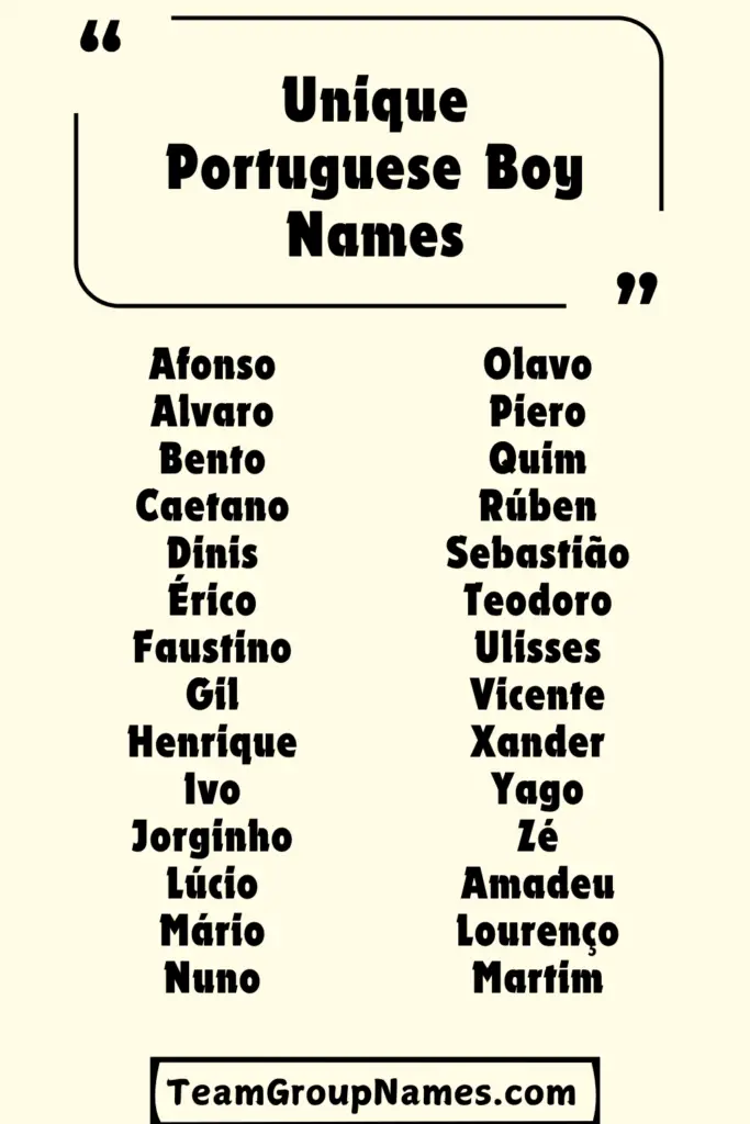 Unique Portuguese Boy Names