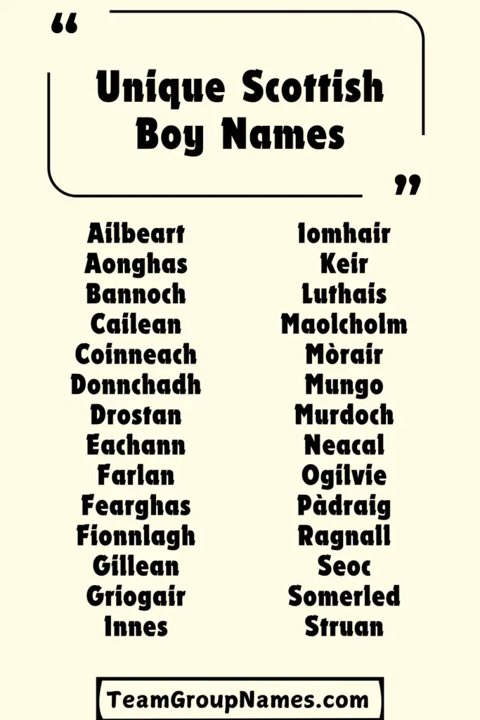 Unique Scottish Boy Names