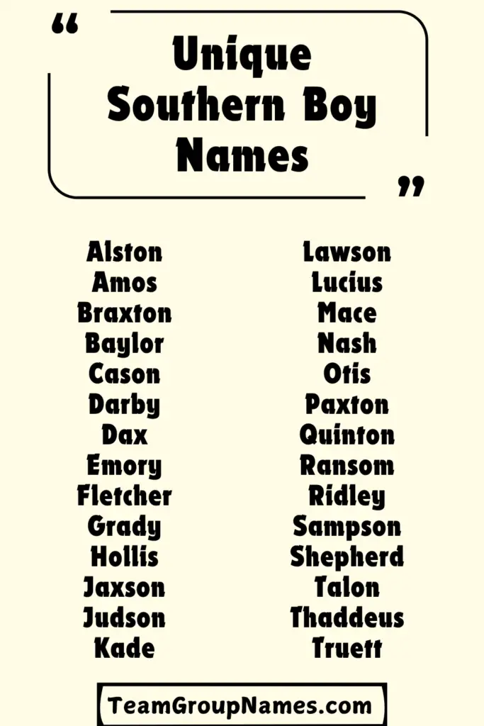 Unique Southern Boy Names