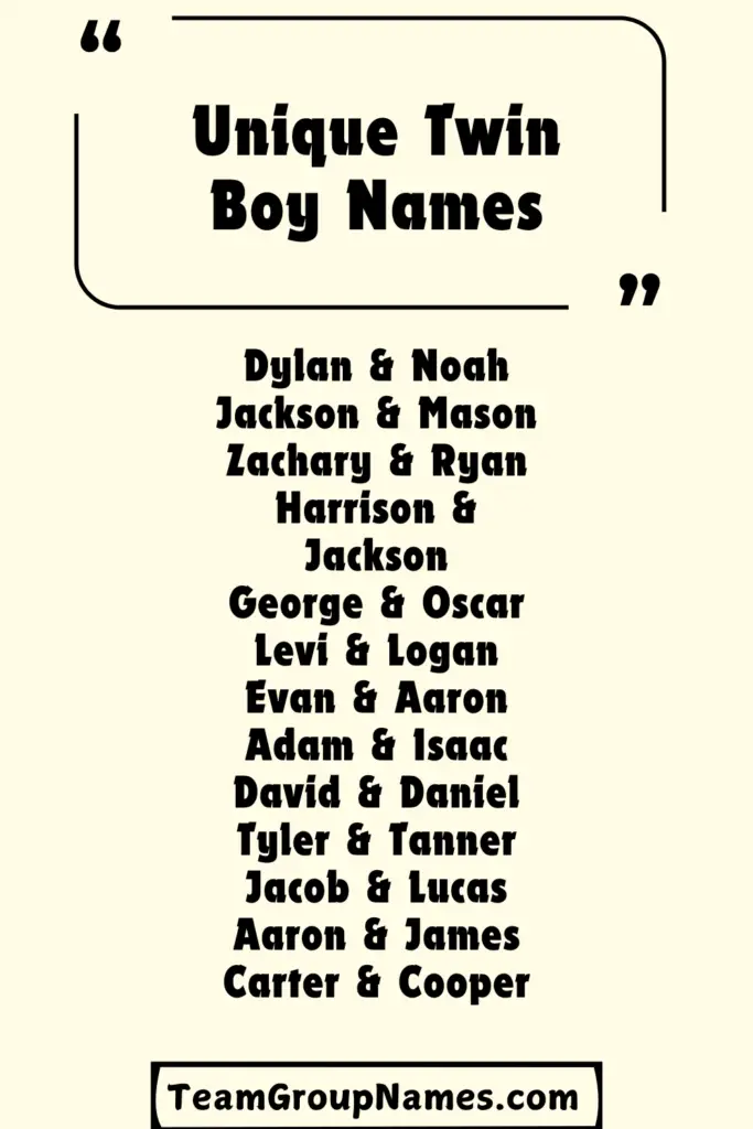 Unique Twin Boy Names