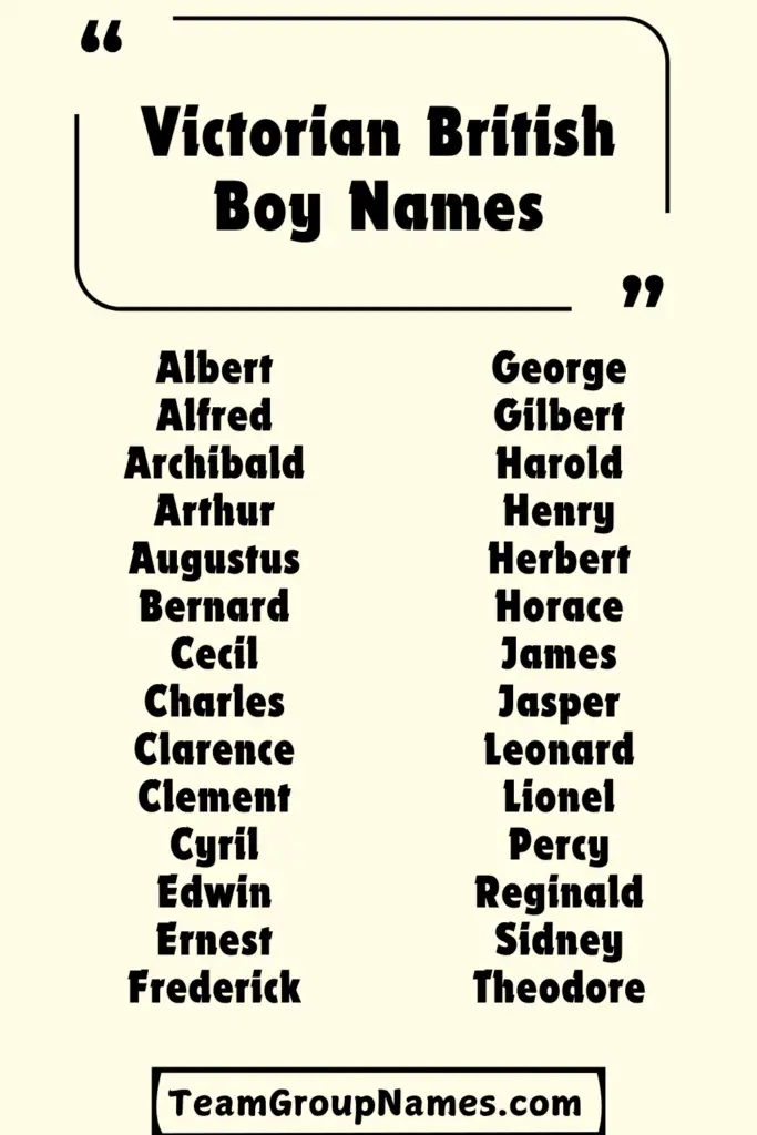 Victorian British Boy Names