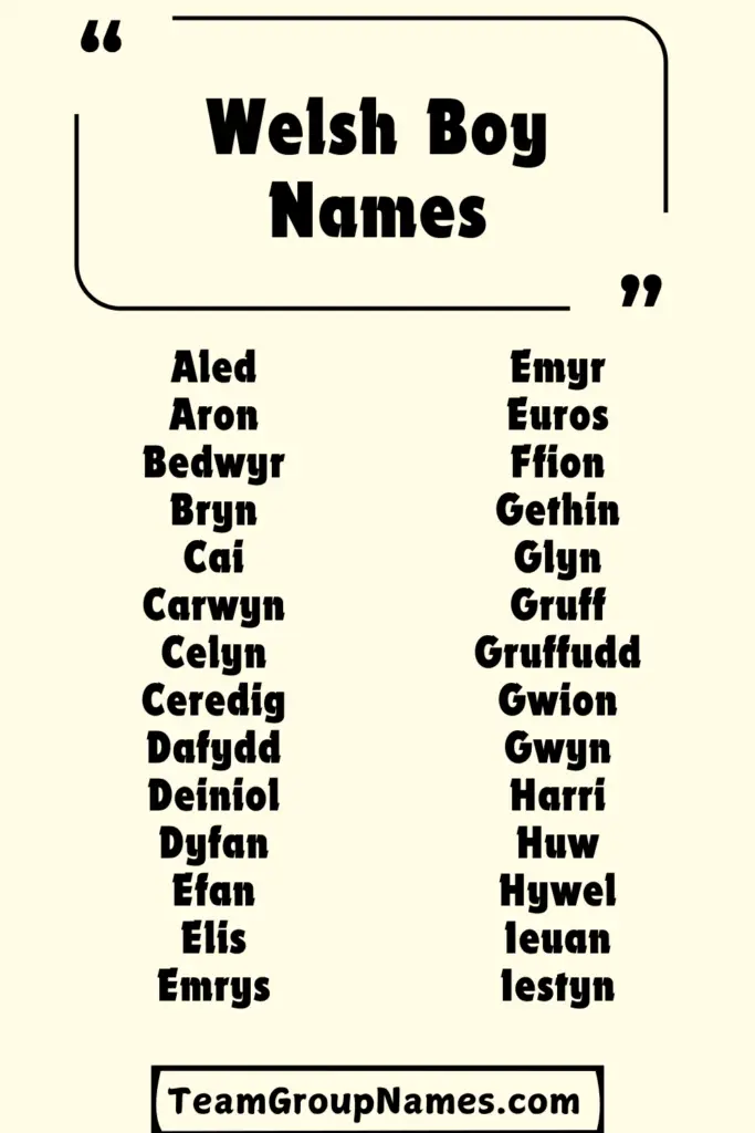 Welsh Boy Names