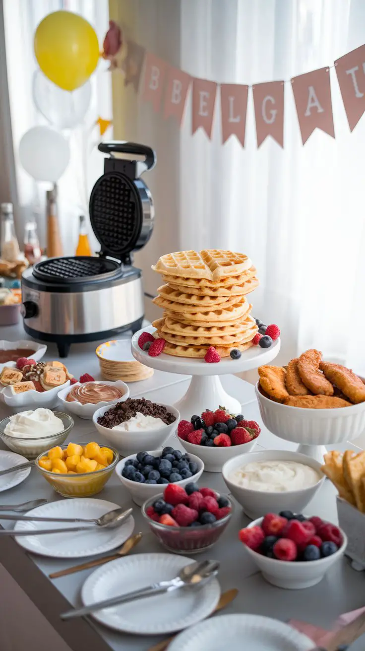 Belgian Waffle Bar with Sweet and Savory Options