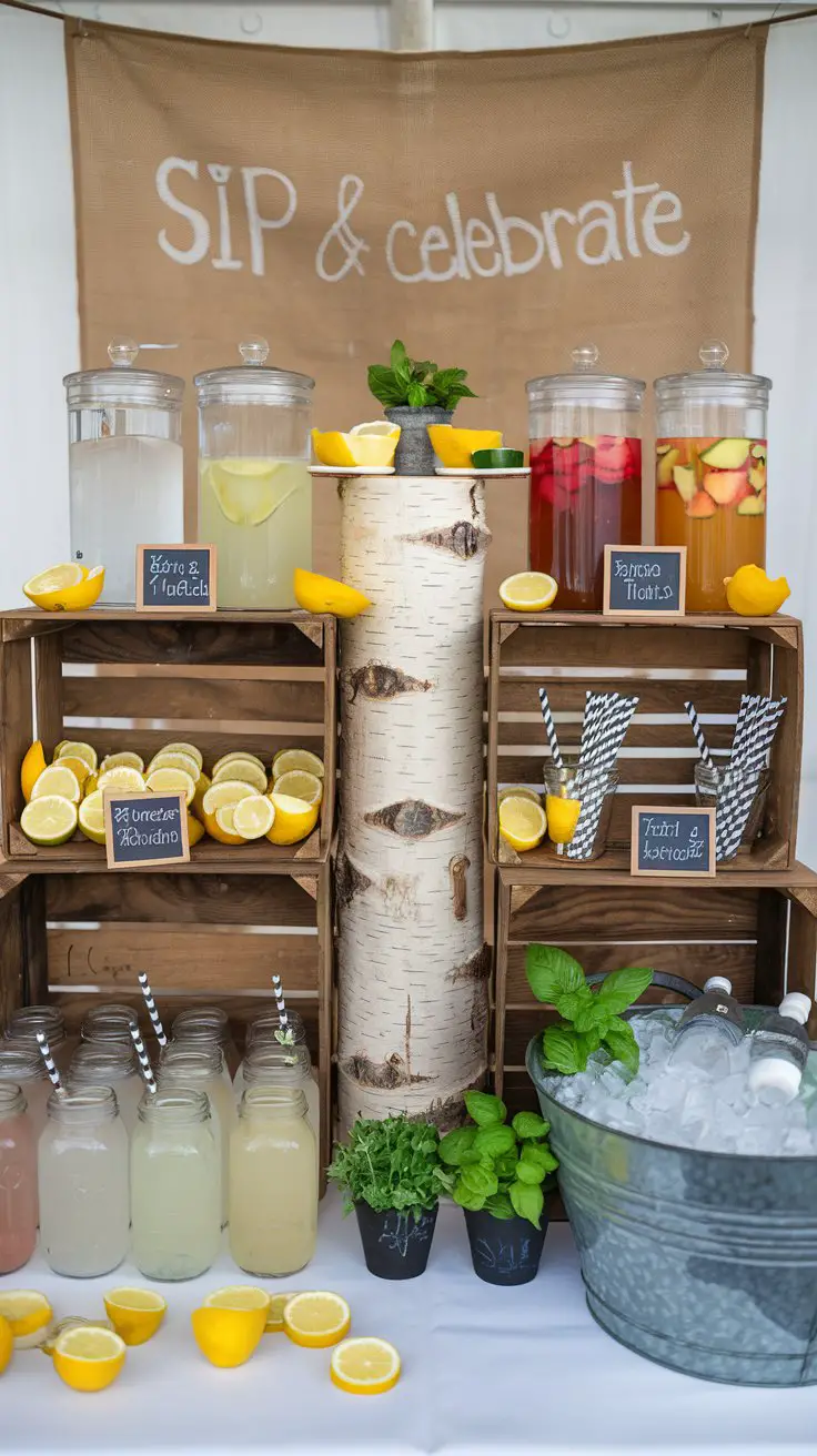 Birch Log Drink Station