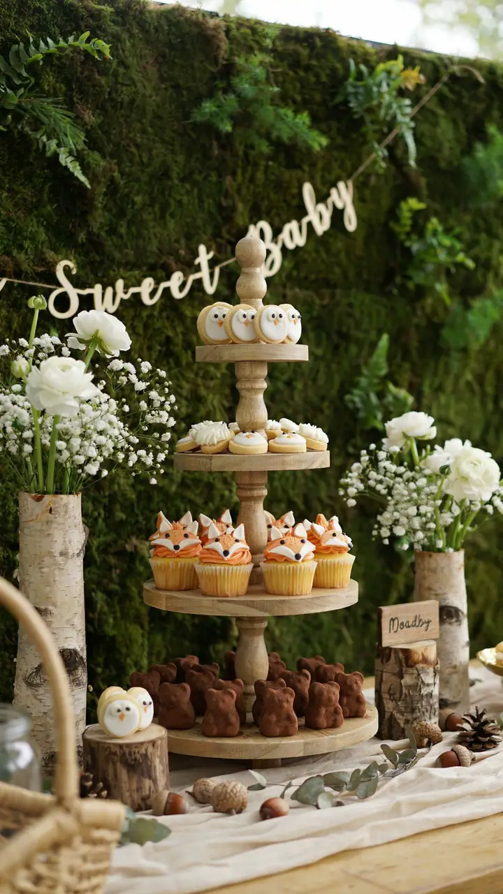 Forest Friends Dessert Table Display