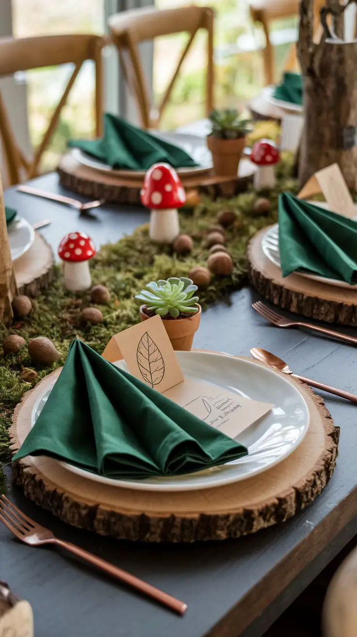 Moss and Mushroom Table Settings