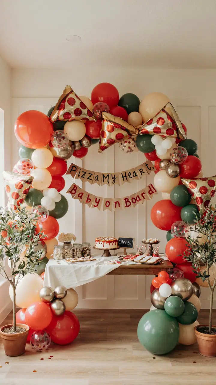 “Pizza My Heart” Balloon Arch Display