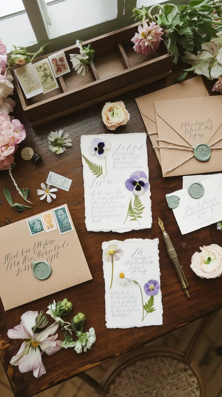 Pressed Flower Invitations and Stationery